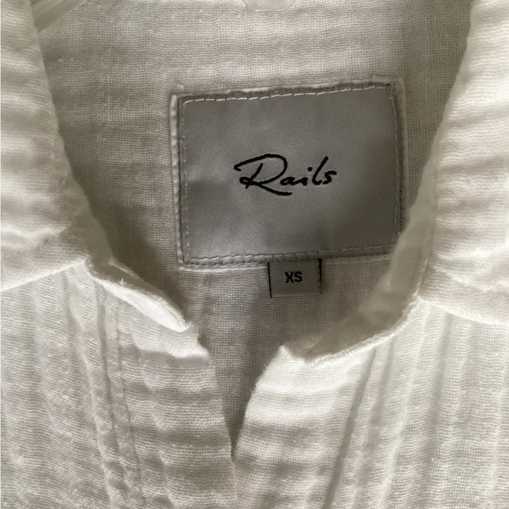 Rails Ellis Shirt XS White Gauze 100% Organic Cotton - Picture 10 of 11